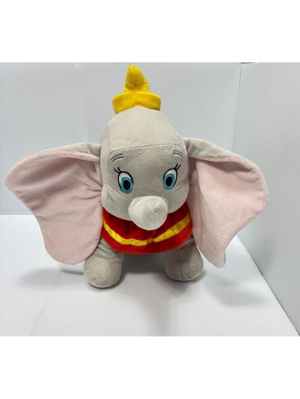 Disney Dumbo Plush Toy with Iconic Yellow Hat and Red Collar GUC